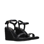 Gianvito Rossi Black Leather Wedge Sandals