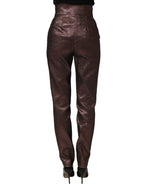 Dolce & Gabbana Metallic Brown High Waist Tapered Leg Pants