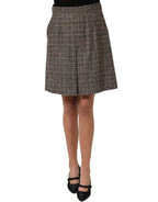 Dolce & Gabbana Brown Tweed High Waist A-line Mini Skirt