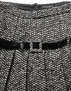 Dolce & Gabbana Black White Tweed High Waist Pleated Skirt