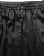 Dolce & Gabbana Black Lace Trimmed Satin Side Slit Skirt