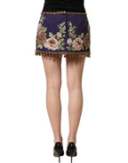Dolce & Gabbana Purple Floral Embellsihed MidWaist Mini Skirt