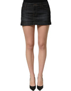 Dolce & Gabbana Black Cotton Spandex Low Waist Denim Mini Skirt