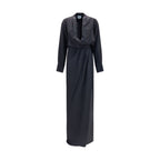 SA SU PHI Black Silk Long Dress
