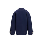 Balmain Blue Wool Oves Aries Coat