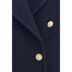 Balmain Blue Wool Oves Aries Coat