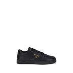 Prada Black Calf Leather Bos Taurus Low Top Sneakers