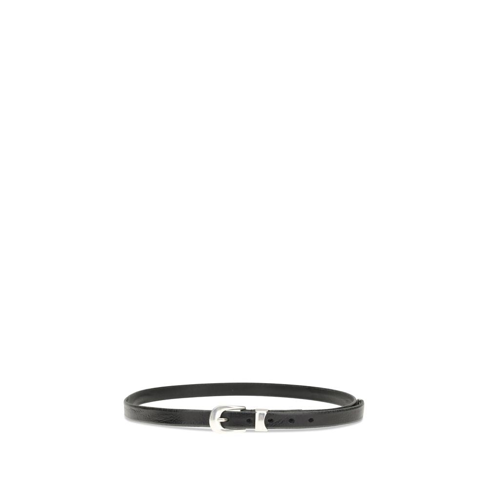Our Legacy Black Calf Leather Bos Taurus Thin Belt