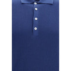 Brunello Cucinelli Blue Cotton Polo Shirt