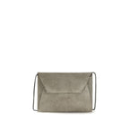 Brunello Cucinelli Gray Calf Leather Bos Taurus Shoulder Bag