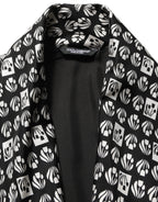 Dolce & Gabbana Black White Silk Men Wrap Robe Coat Jacket