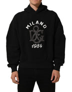 Dolce & Gabbana Black Cotton Milano1984 Print Hoodie Sweater
