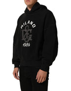 Dolce & Gabbana Black Cotton Milano1984 Print Hoodie Sweater