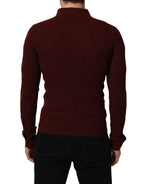 Dolce & Gabbana Burgundy Wool Button Down Cardigan Sweater