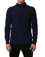 Dolce & Gabbana Blue Wool Knit Turtleneck Pullover Sweater