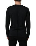 Dolce & Gabbana Dark Blue Cotton Round Neck Pullover Sweater