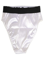 Dolce & Gabbana White Satin High-Waist Brief Logo Women Underwear
