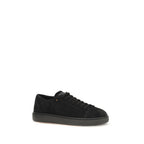 Santoni Black Calf Leather Bos Taurus Low Top Sneakers