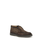Santoni Brown Calf Leather Bos Taurus Ankle Boots