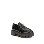 Prada Black Calf Leather Bos Taurus Slip-On Loafers