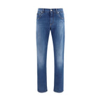 Dolce & Gabbana Blue Cotton Slim Fit Jeans