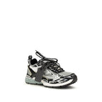Off-White Gray Polyester Athletic Sneakers