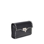 Valentino Garavani Black Calf Leather Bos Taurus Shoulder Bag