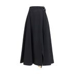 Burberry Black Wool Oves Aries Midi Skirt