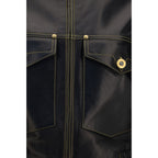 Versace Black Lamb Ovis Aries Aries Leather Jacket
