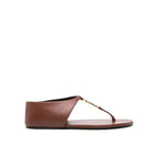 Saint Laurent Brown Lamb Leather Flip-Flop Sandals