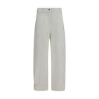 Max Mara White Cotton Cropped Pants