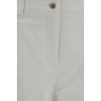 Max Mara White Cotton Cropped Pants