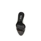 Paris Texas Black Calf Leather Bos Taurus Mules