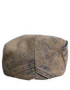 Dolce & Gabbana Brown Cotton Denim Newsboy Capello Cabbie Hat