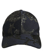 Dolce & Gabbana Men Black Floral Barocco Cotton Baseball Cap Hat