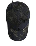 Dolce & Gabbana Men Black Floral Barocco Cotton Baseball Cap Hat