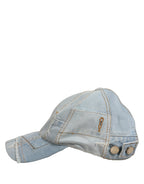 Dolce & Gabbana Men Blue Patchwork Cotton Denim Baseball Cap Hat
