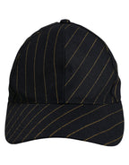 Dolce & Gabbana Black Gold Pinstriped Cotton Baseball Cap Hat