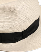 Dolce & Gabbana Men White Paper Straw Fedora Panama Capello Hat