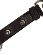 Dolce & Gabbana Black Plain Leather Silver Brass Keyring Holder Keychain