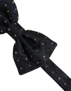 Dolce & Gabbana Men Black Polka Dot Silk Adjustable Neck Papillon Bow Tie