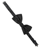 Dolce & Gabbana Men Black Paisley SIlk Adjustable Neck Papillon Bow Tie