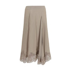 P.A.R.O.S.H. Beige Acetate Midi Skirt