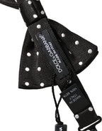 Dolce & Gabbana Black White Polka Dot Adjustable Neck Papillon Bow Tie
