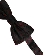 Dolce & Gabbana Burgundy Paisley Silk Adjustable Neck Papillon Bow Tie