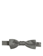 Dolce & Gabbana Men Gray Silk Patterned Adjustable Neck Papillon Bow Tie