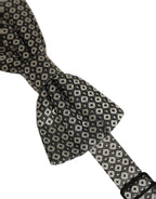 Dolce & Gabbana Men Gray Silk Patterned Adjustable Neck Papillon Bow Tie