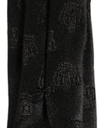 Dolce & Gabbana Men Black Crown Print Silk Adjustable Tied Necktie Tie