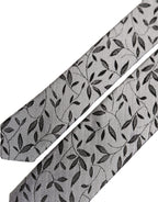 Dolce & Gabbana Men Gray Leaf Pattern Silk Adjustable Tied Necktie Tie