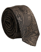 Dolce & Gabbana Men Brown Paisley 100% Silk Adjustable Tied Necktie Tie